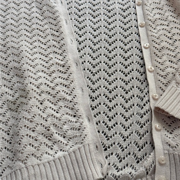 Cardigan Cream/White Knit Patterned Fabric - Picture 6 of 7